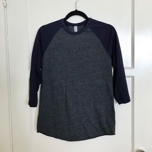 50/50 Raglan 3/4 Sleeve T-Shirt in Grey & Navy